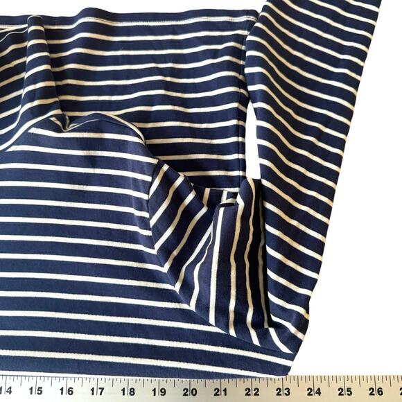 L.L. Bean Supima Cotton Stripe Long-Sleeve Turtleneck Tee Navy Blue/White XL - Picture 8 of 12